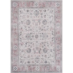 Vercai Rugs Fenix Collectie - Laagpolig Vloerkleed - Modern Tapijt met Vintage Ontwerp - Chenille - Roze - 120x180 cm