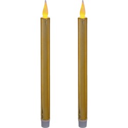 Kaarsen set van 2x stuks Led dinerkaarsen goud 28 cm - LED kaarsen