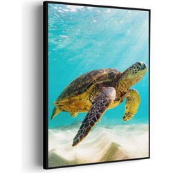 Muurwerken Akoestisch Schilderij - Zeeschildpad In Helderblauw Water 04 - Geluidsdempend Wandpaneel - Wanddecoratie - Geluidsisolatie - PRO (AW 0.90) S (50X70)