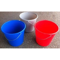 Emmer 10 L met stalen hengsel blauw (set van 2)