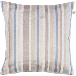 Dutch Decor ERIK - Kussenhoes geborduurd 45x45 cm - lichtgrijs - blauw - roze -beige - streepjes - pasteltinten - Dutch Decor