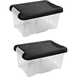 6x Stuks kunststof stapelbare opbergbakken 5 liter 30 x 20 x 14 cm - Opbergbox