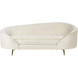 Beliani SAVAR - Driezitsbank-Beige-Fluweel