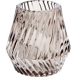 Cosy @ Home Theelichthouder - glas - bruin - rond - 9 cm - Waxinelichtjeshouders