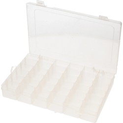 Gerimport opbergkoffertje/opbergdoos/sorteerbox - 36-vaks - kunststof - transparant - 27 x 17 x 4 cm - Opbergbox