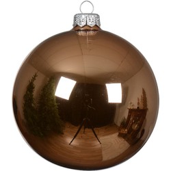 Kerstballen glas d10 cm pec.bruin 4st R