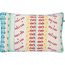 Dutch Decor SAKLAN - Sierkussen kraaltjes - 30x50 cm - aztec - blauw - aqua - geel - wit - rood - roze - groen - 100% katoen - Dutch Decor