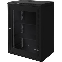 Netwerkkast 16 U 19 inch zwart 600 x 850 x 450 mm volledig gemonteerd Draagvermogen 60 kg