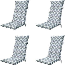 Madison -  Tuinstoelkussen Hoge Rug Trivia grey - Ca. 123x50 cm - Set van 4