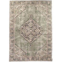 Vloerkleed 160 x 230 cm Vintage Kleed - Groen - Carpet - Vloerkleden - Laagpolig 