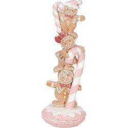Clayre & Eef Kerstdecoratie Beeld Gingerbread man 10x10x27 cm Bruin Kunststof