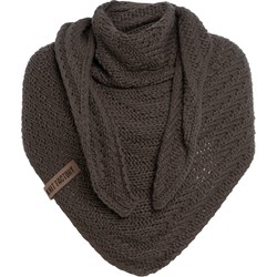 Knit Factory Sally Gebreide Omslagdoek - Driehoek Sjaal Dames - Taupe - 220x85 cm - Grof gebreid