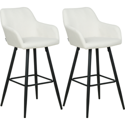 CASMALIA - Barkruk set van 2 - Gebroken wit - Fluweel