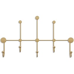 Kapstok voor aan de muur met 8 haken in goudkleurig metaal H45 cm  IYON