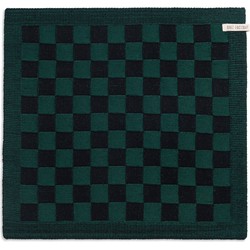 Knit Factory Gebreide Keukendoek - Keukenhanddoek Block - Zwart/Groen - 50x50 cm