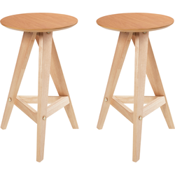Beliani AROMA - Hocker-Bruin-Rubberhout
