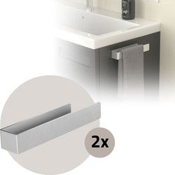 Set van 2 handdoekhouders zonder boren met 2 zelfklevende pads 22 cm zilver gemaakt van aluminium ML design