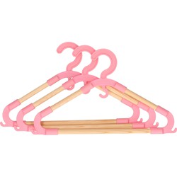 Storage Solutions kledinghangers voor kinderen - 3x - kunststof/hout - roze - Sterke kwaliteit - Kledinghangers