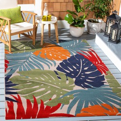 Tapijtenloods Binnen en Buiten Vloerkleed Floral Outdoor Laagpolig Tapijt Multi- 80x150 CM