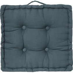 Atmosphera Vloerkussen Square - denim blauw - katoen - 38,5 x 38,5 x 8 cm - vierkant - Extra dik - Vloerkussens