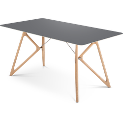 Tink table houten eettafel whitewash - met linoleum tafelblad nero - 180 x 90 cm