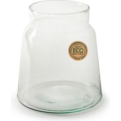 Bloemenvaas - Eco glas transparant - H20 x D14.5 cm - Vazen