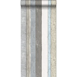 Walls4You behang verweerde houten planken grijs, blauw en beige - 53 cm x 10,05 m - 935286