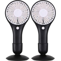 Urban Living Draagbare USB ventilator met standaard - 2x - zwart - 20 x 10 cm - Ventilatoren
