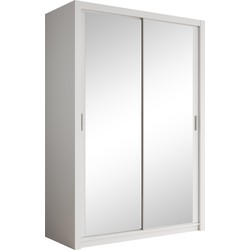 Meubella - Kledingkast Blake - Wit - 150 cm - Met spiegel