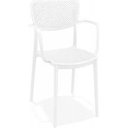 Geperforeerde stoel met armleuningen TORINA 54x53x82 cm Wit