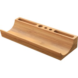 Decopatent® Pennenbakje - Ook geschikt voor het opbergen van Telefoon - bamboe hout pennenbak - pennenhouder - bureau organizer