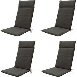Madison -  Tuinstoelkussen Hoge Rug Dark grey canvas eco+ - Ca. 120x50 cm - Set van 4