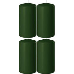 Enlightening Candles Cilinder/stompkaars - 4x - donkergroen - H12 cm - Stompkaarsen