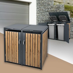 Afvalbak 2 tot 240L 132x80x116,3 cm gemaakt van staal in eiken look ML design