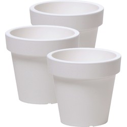 3x stuks basic plantenpot/bloempot kunststof dia 20 cm/hoogte 18 cm parel wit - Plantenpotten