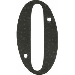 AMIG Huisnummer 0 - gesmeed staal - 10cm - inc. schroeven - zwart - Huisnummers