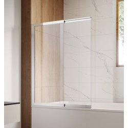 Badplaats Badwand Moka 120 x 140 cm - Chroom - Badscherm schuifdeur 5 mm dik - Veiligheidsglas en Antikalk