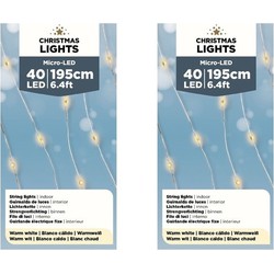 2x stuks micro LED binnenverlichting op batterij warm wit 40 lampjes - Lichtsnoeren