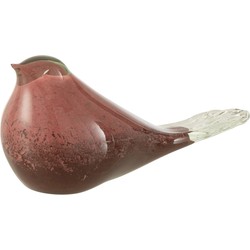 J-line - Vogel Glas Roze/bruin Large - 20x8x9cm