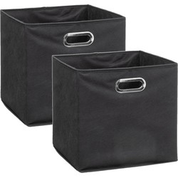 Set van 2x stuks opbergmand/kastmand 29 liter donkergrijs linnen 31 x 31 x 31 cm - Opbergmanden