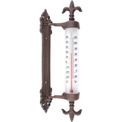 Esschert Design Wandthermometer - gietijzer - met Franse lelies - 27cm - Buitenthermometers