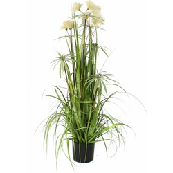 Mica Decorations - gras kunstplant - groen/creme - H120 x D45 cm - Kunstplanten