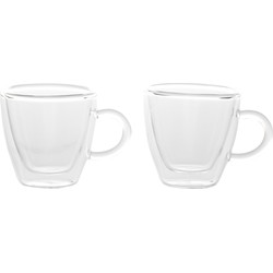 Set van 6x Koffie/espresso glazen dubbelwandig 60 ml - transparant - Koffie- en theeglazen