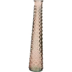 Vaas/bloemenvaas van gerecycled glas - D7 x H32 cm - transparant roze/bruin - Vazen