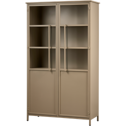 WOOOD Exhibit Vitrinekast - IJzer - Khaki - 170x99x44