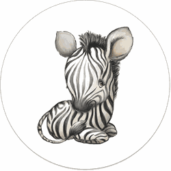 Label2X Muurcirkel kids zebra 120 cm / Forex - 120 cm