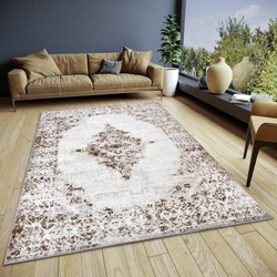 Vintage vloerkleed - Shine Crème / Bruin - 160 X 235 CM