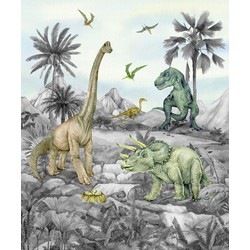 Sanders & Sanders fotobehang dinosaurussen grijs - 2,25 x 2,7 m - 601202