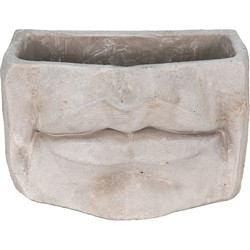 Clayre & Eef Bloempot Mond 21x13x14 cm Grijs Steen Bloempot binnen