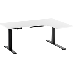 DESTIN  - Verstelbaar bureau - Wit/Zwart - Rechts - 160 cm - MDF